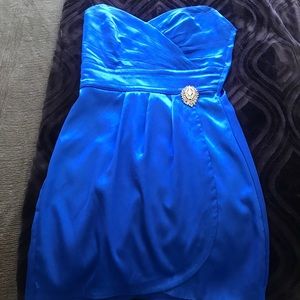 Medium Blue Satin Homecoming Dress